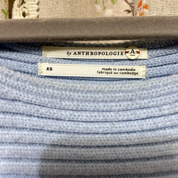 Anthropologie Oversized Ribbed Light Blue Boatneck Sweater XS - Picture 2 of 4